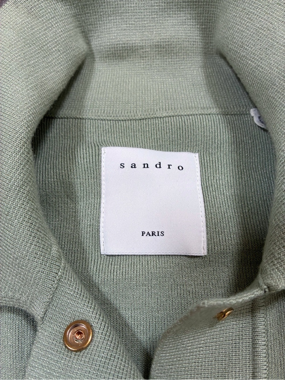 SANDRO PARIS Amelie Tie-Waist Cardi-Coat Size 3 L US 8 Light Khaki Green - Picture 8 of 10